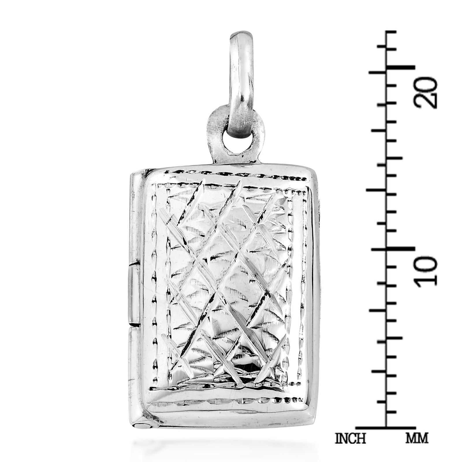 Edged Design Rectangle Locket .925 Sterling Silver Pendant | Delicate Sterling S
