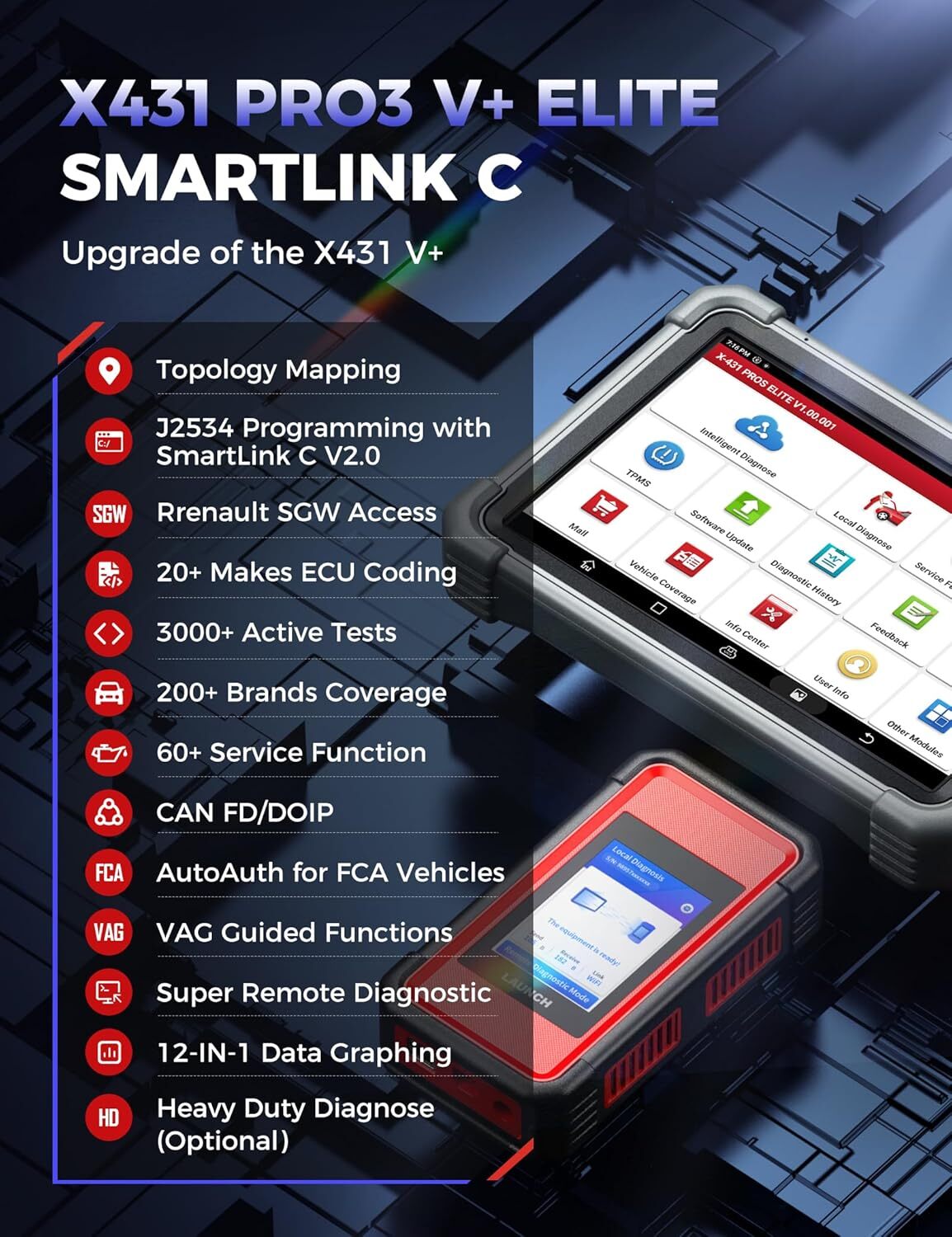 2026 LAUNCH X431 PRO3S+ Elite PAD7 Car Diagnostic Scanner Programming ECU Coding