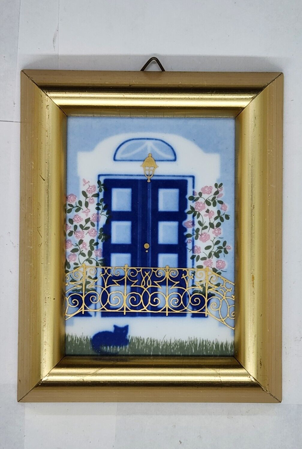 Porsgrund Handverks Tile Norway Design ANNE MARIE ODEGAARD Front Door Cat Gold
