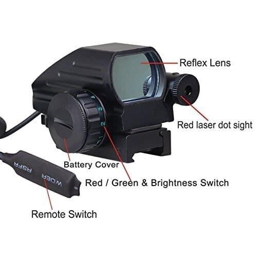 Sniper Holographic Red & Green Dot Laser Sight 4 Reticles with red laser