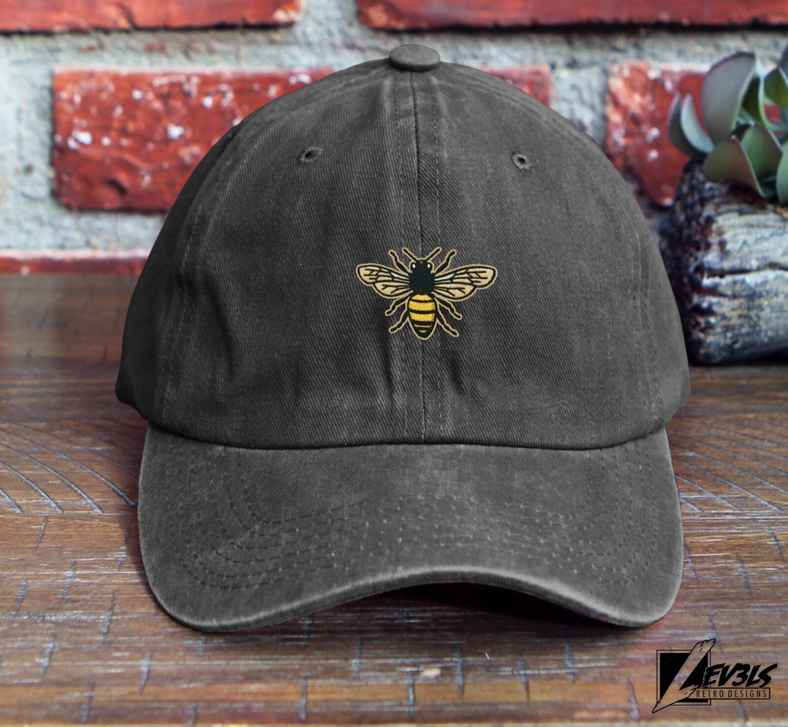 HONEY BEE DAD HAT EMBROIDERED BASEBALL CAP QUEEN BEE ADJUSTABLE BACK BUCKLE CAP