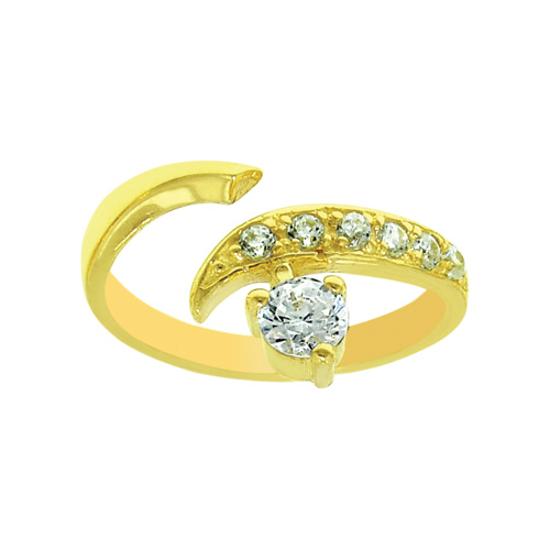 Adjustable East West Diamonique CZ Toe Ring Real Solid 10K Yellow Gold