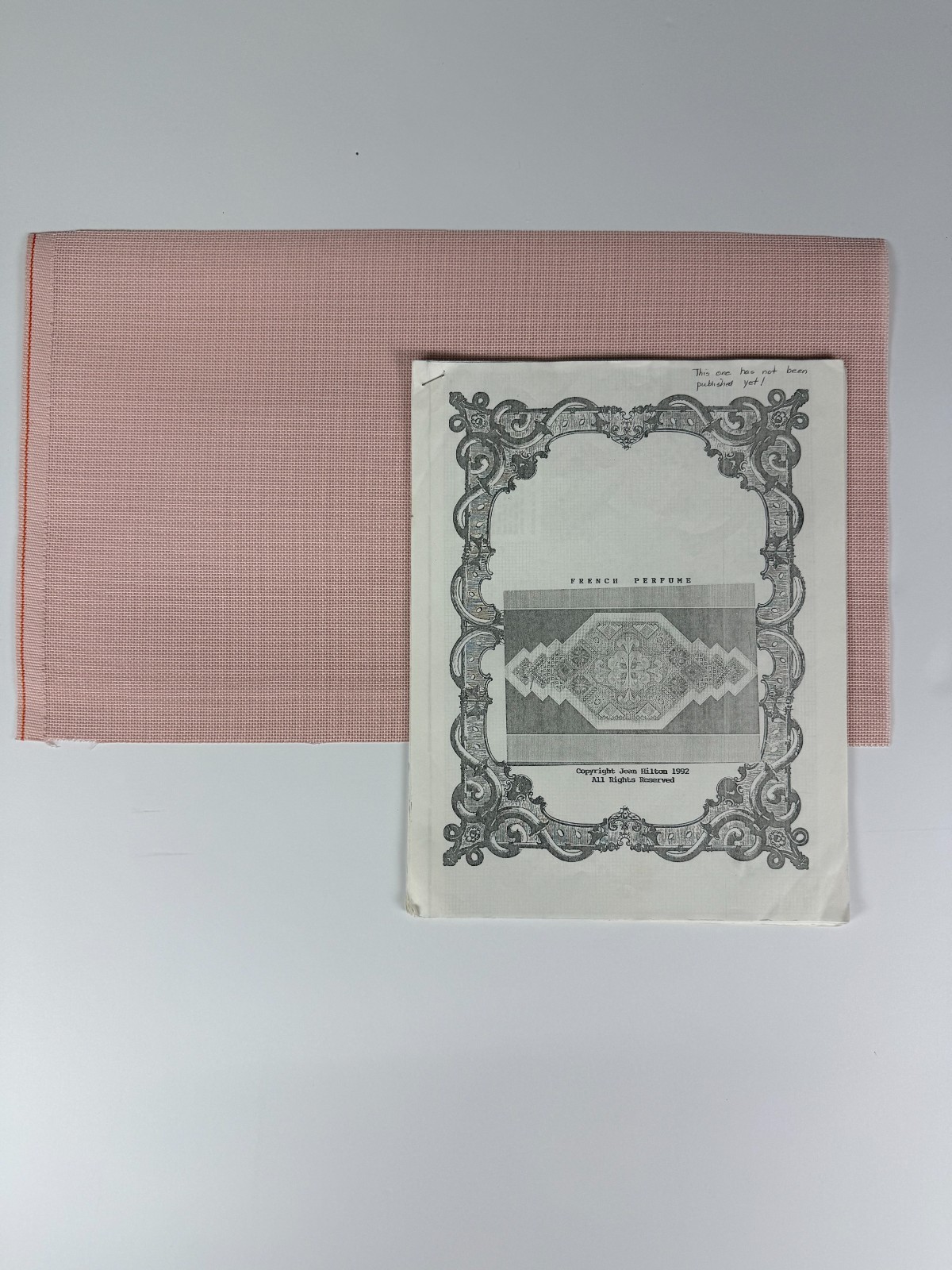 Rare Jean Hilton French Perfume Needlepoint Chart & Zweigart 18ct Blush Canvas