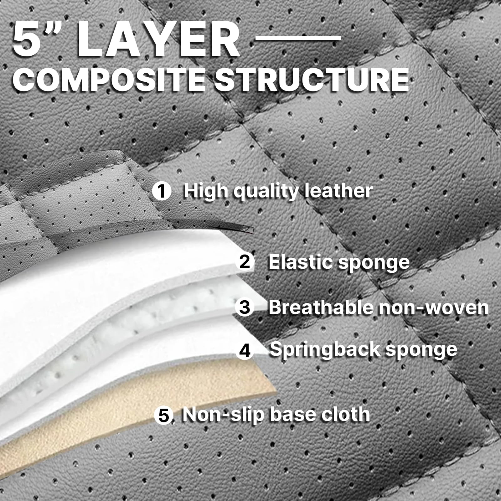 Seat Covers for 4Runner 2004-2025 Waterproof Leather Front Gary Black