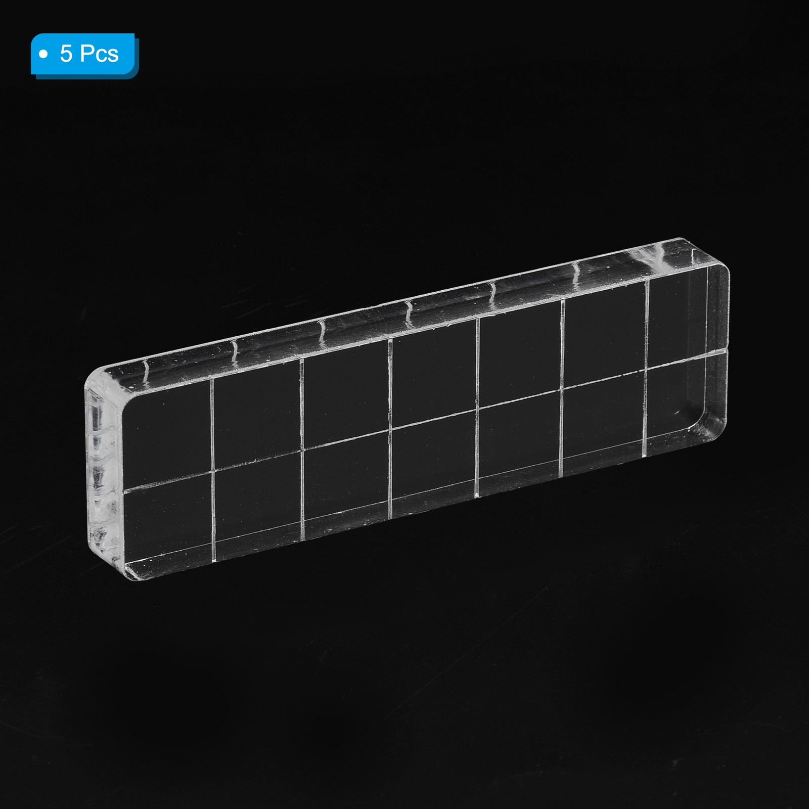Acrylic Stamp Block, 5 Pack Rectangle Shape with Grid Lines, 2.76" x 0.8"
