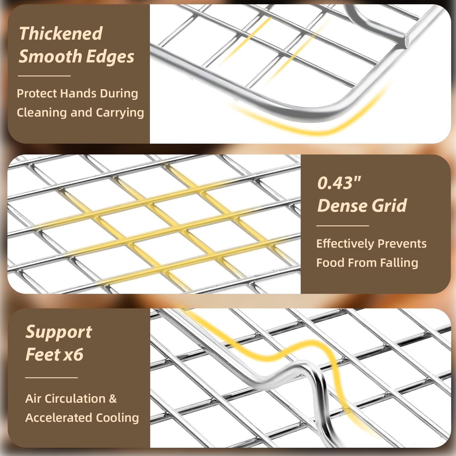 Pleafind 3 PCS Silver Stackable Cooling Rack -16 x 10 Inch Wire Rack, Heavy D...