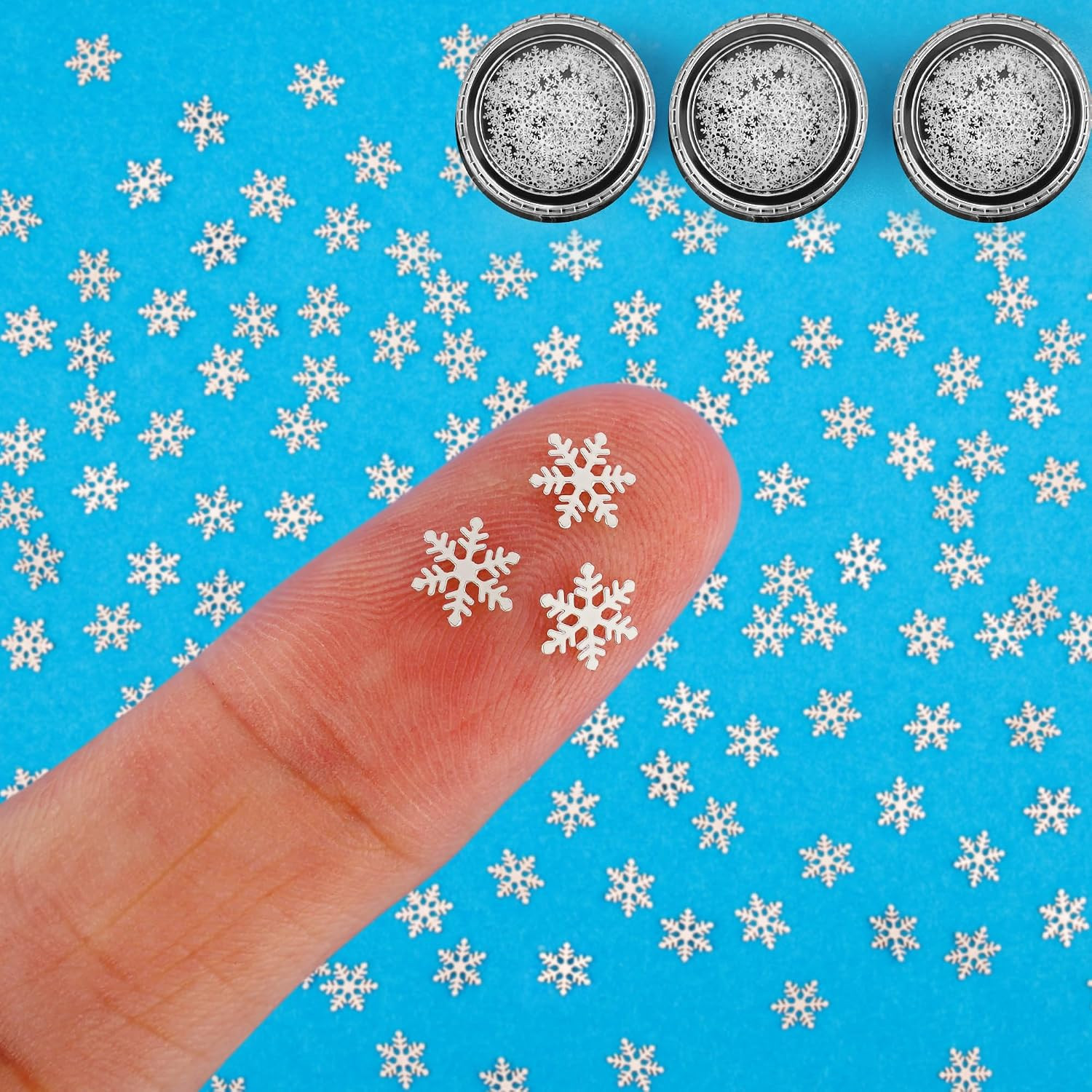 360Pcs 0.2In Mini Snowflakes for Crafts (B-White) | Small Metal Snowflakes Tiny