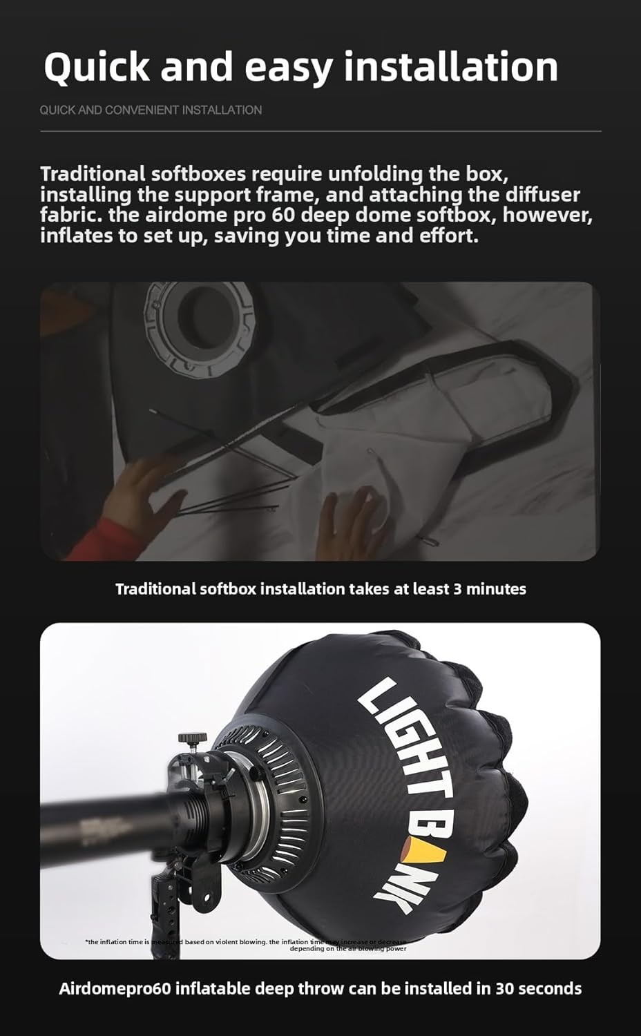 Flynoodle Air Tube Pro 60 Inflatable Softbox Diffuser Studio Flash Led Light