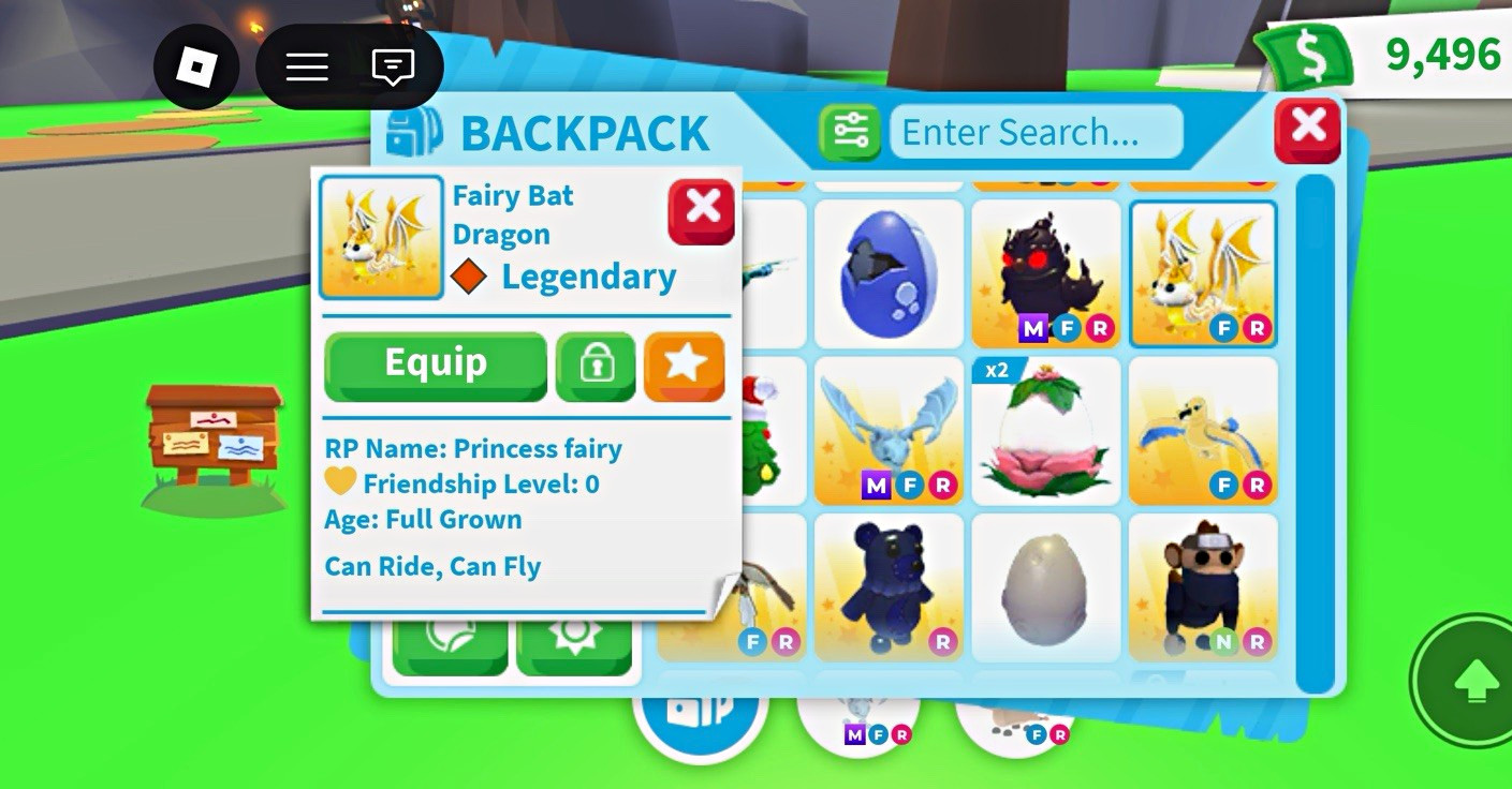 Adopt Me! Fairy Bat Dragon Legendary Fly Ride Full Grown Game Item/Asset
