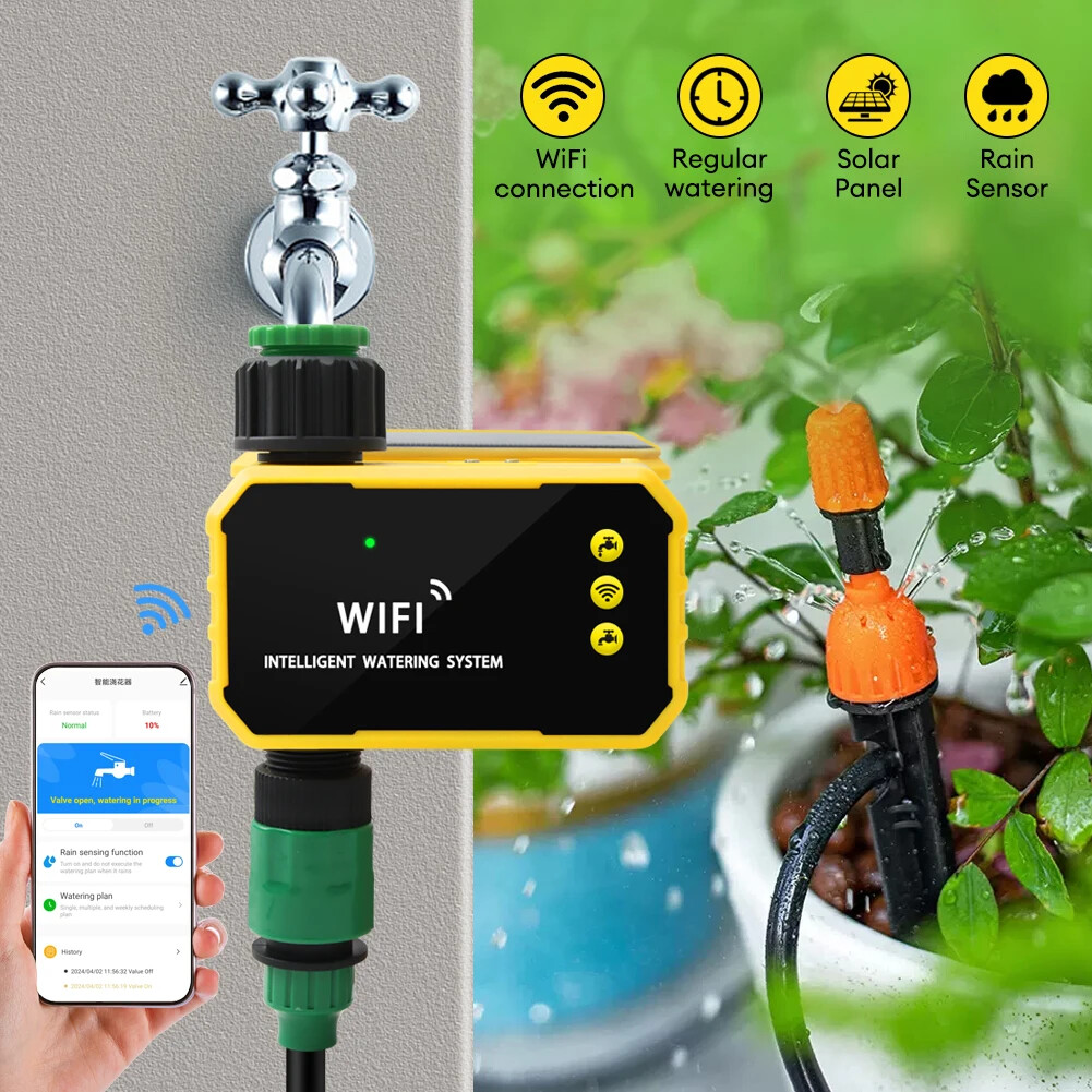 WIFI Smart Valve Controller Solar Automatic Water Irrigation Sprinkler Timer New