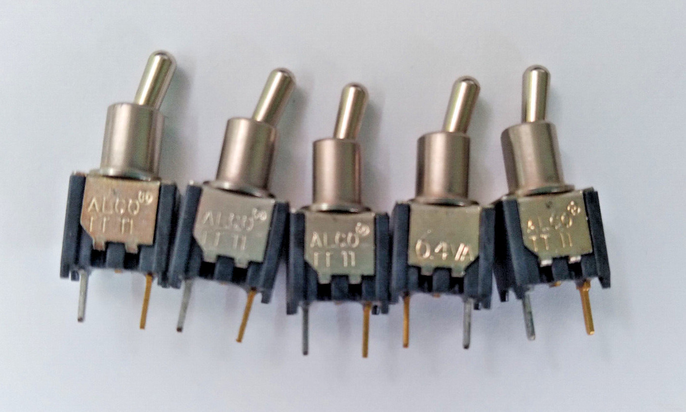 Lot of 5 ~ ALCOSWITCH TE Connectivity SPDT TT 11 Mini Toggle Switch, 0.4 VA