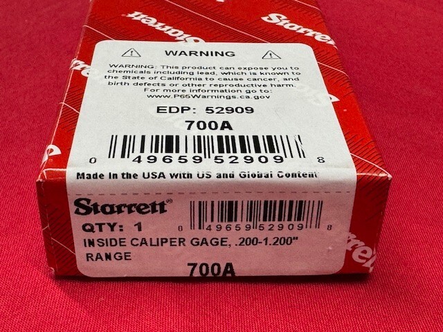 Starrett 700A Inside Micrometer Caliper .200-1.200" Range