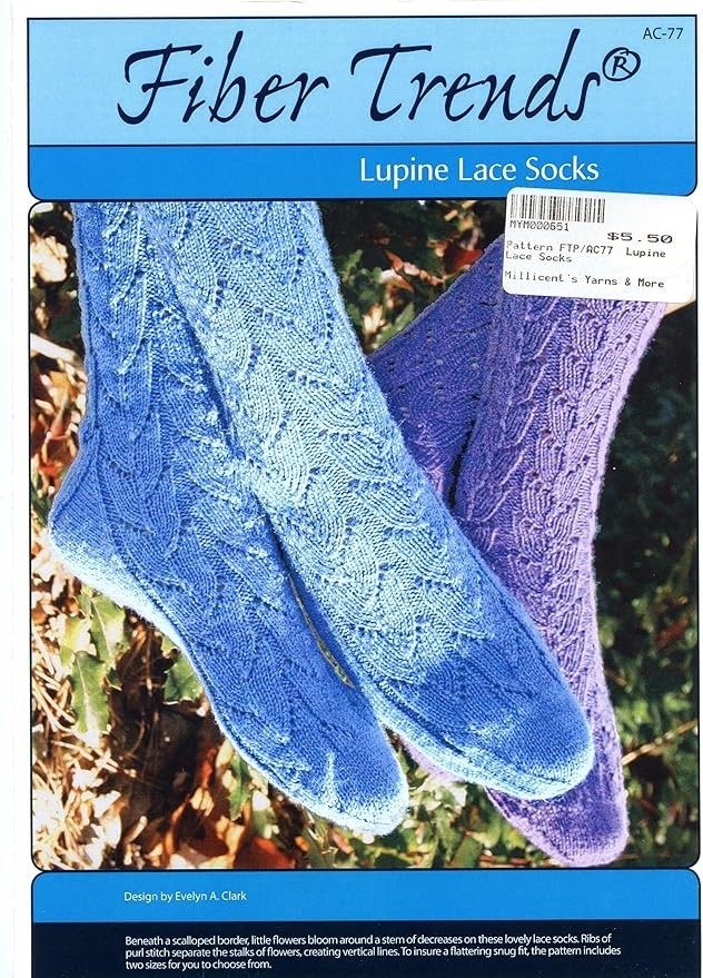 Fiber Trends Knitting Pattern AC-77 Lupine Lace Socks