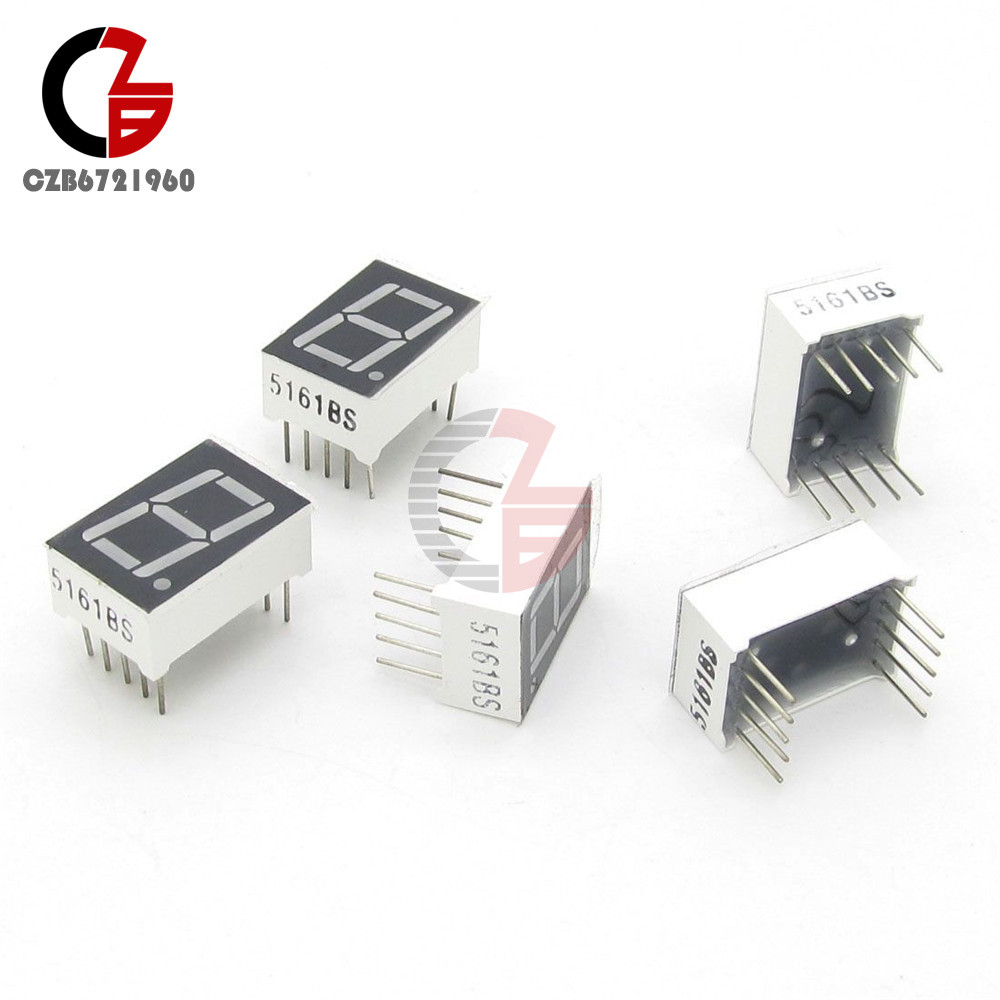 10PCS Red 7 Segment 1 Bit 0.5" LED Display Digital Tube Common Anode