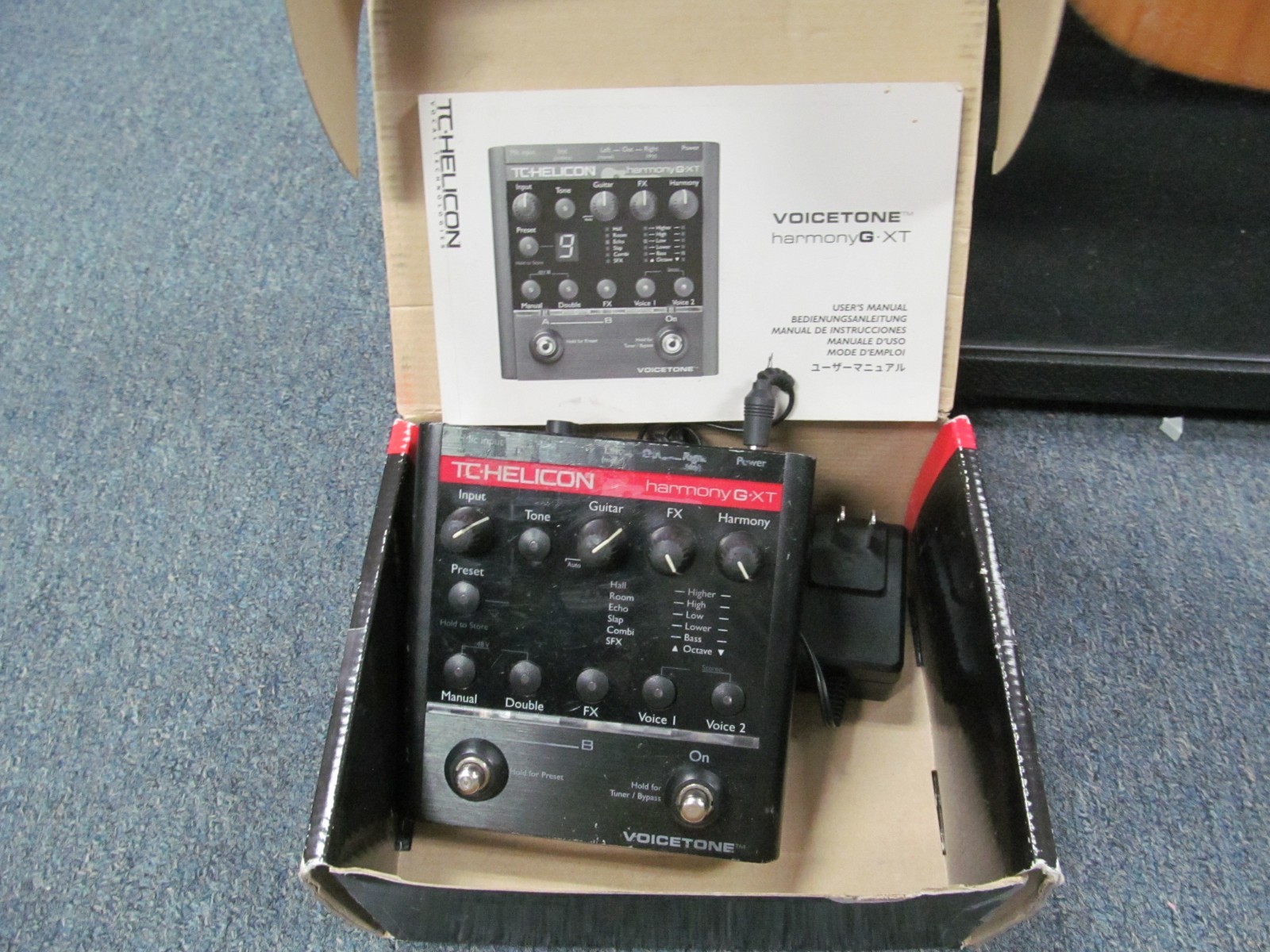 TC Helicon VoiceTone Harmony G-XT Vocal Pedal Box Manual Power Supply AS IS
