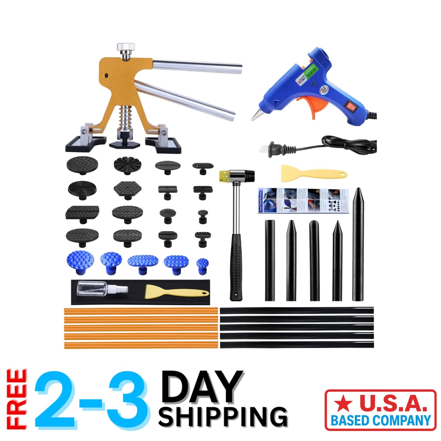Professional Paintless Dent Repair Kit with Adjustable Lifter & Strong Adhesives