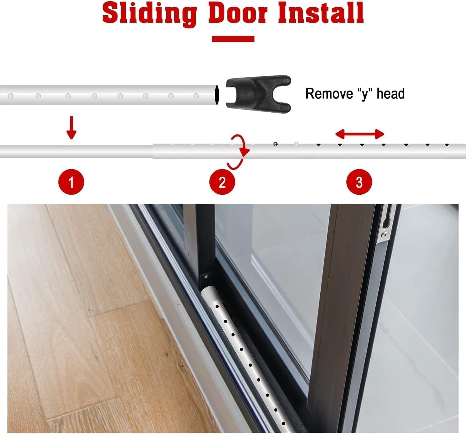 3-in-1 Door Security Bar - Adjustable Iron Lock Bar 2-Pack
