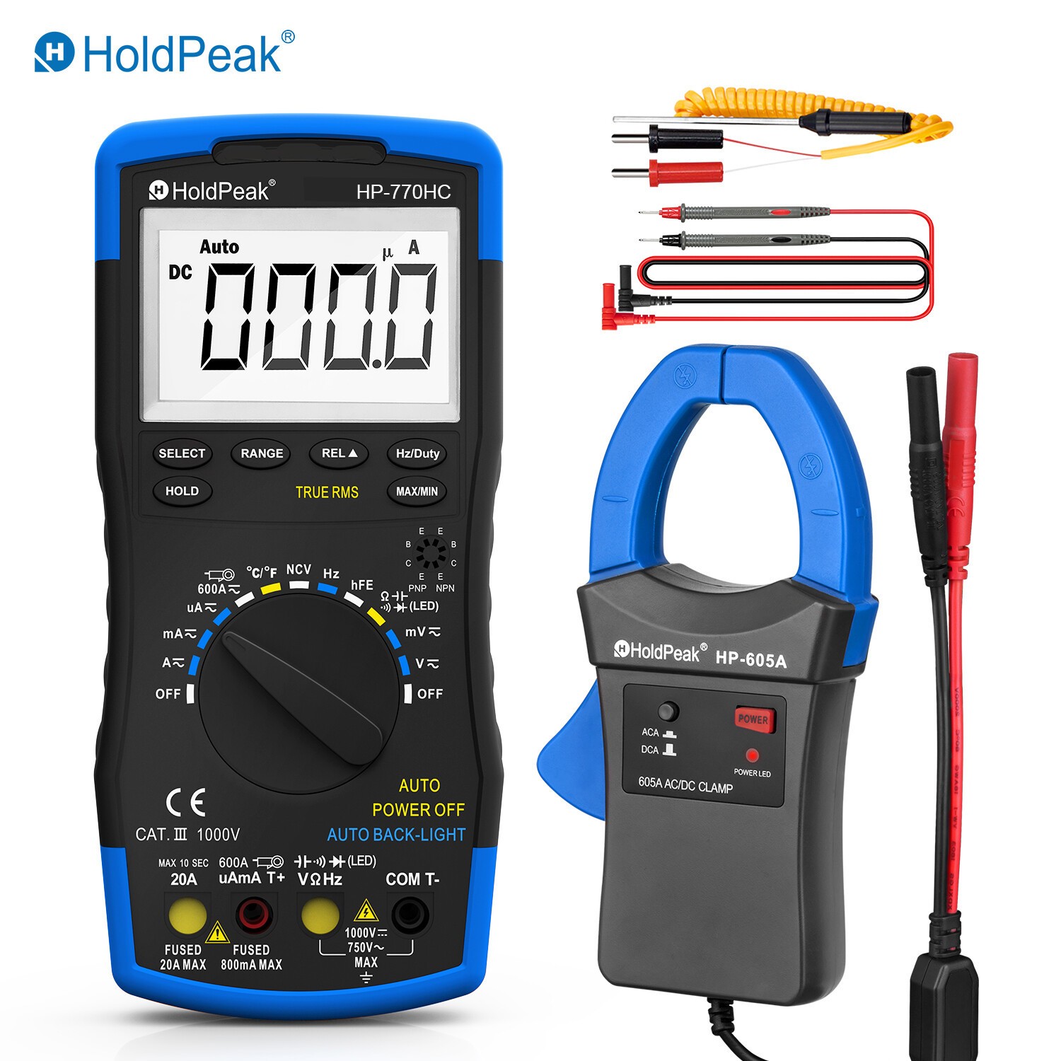 Digital Multimeter Motor Analyzer Auto Range True RMS Volt Ohm Meter& 600A Clamp