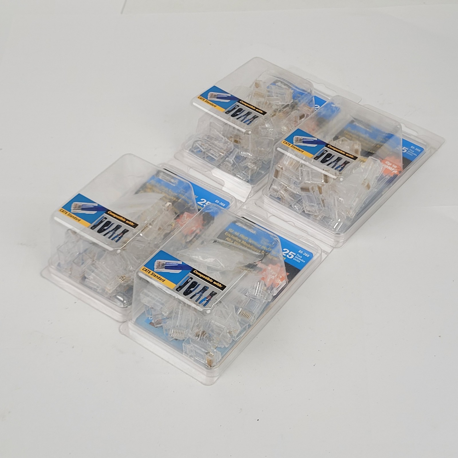 Lot of 4 - Ideal 85-366-25 RJ-45 High Speed Modular Plugs, Packs of 25 - NEW