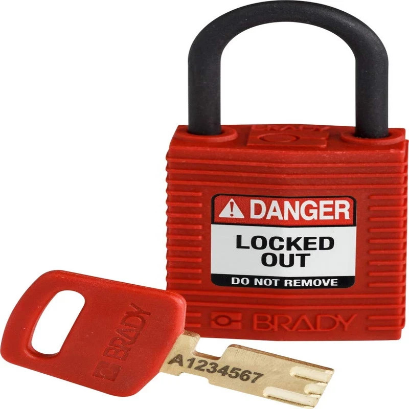 Brady Safekey Lockout Padlock Nylon Red 1.0 Plastic Shkl Keyed Different! NEW!