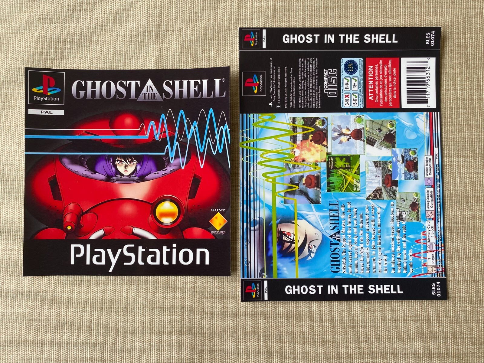 Ghost In The Shell PlayStation PS1 Replacement Inlay Covers Front Back