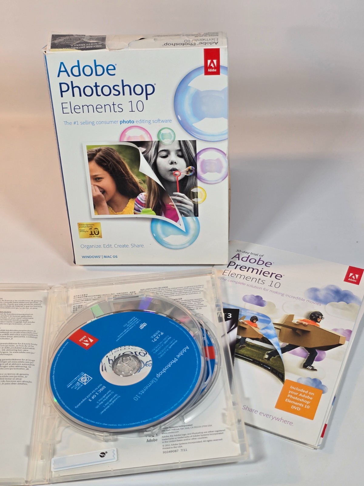 Adobe Photoshop Elements 10 PC Mac Complete Retail Box Disc Manual Serial Number