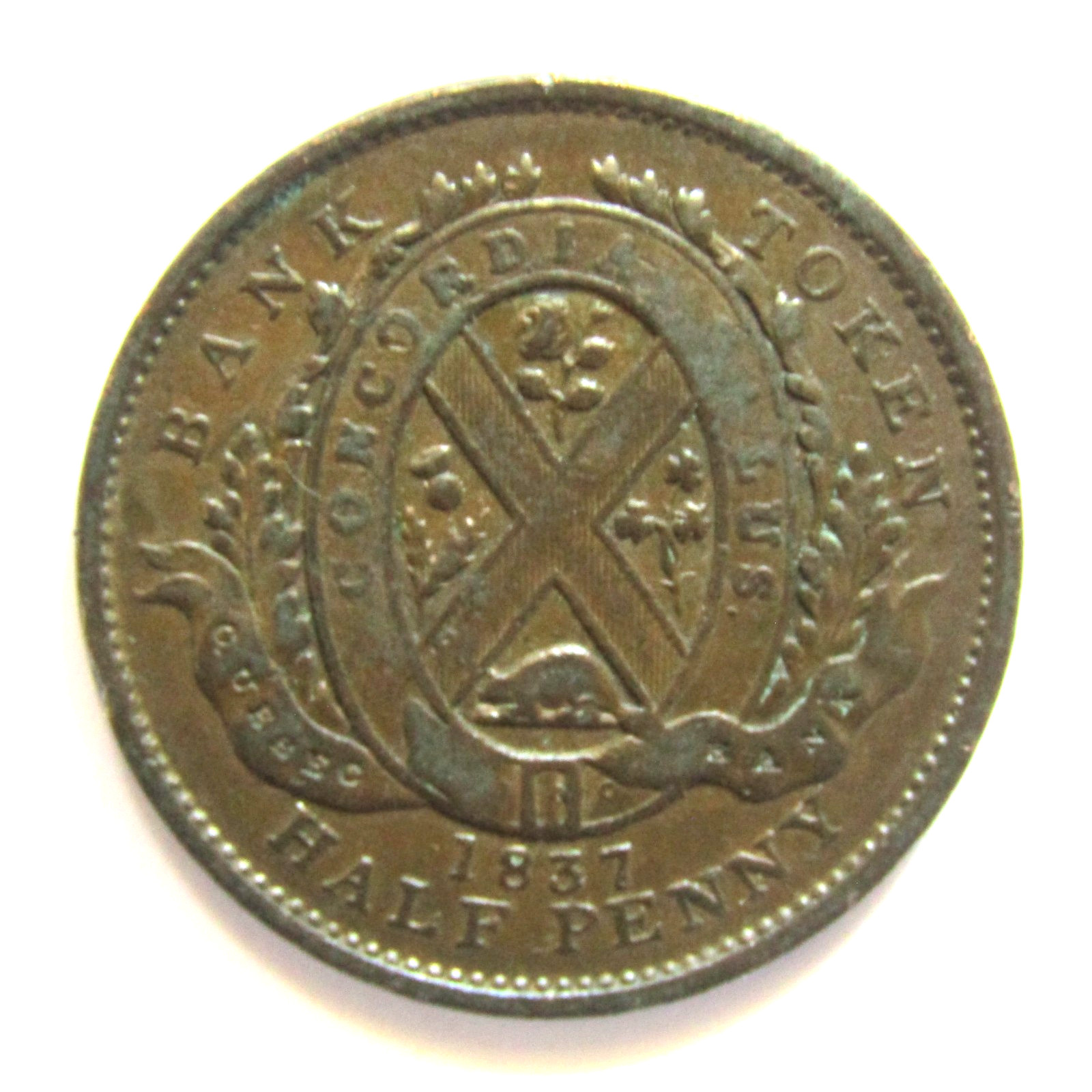 1837 Canada Half Penny Quebec Bank Token Coin - Decent Grade  #541
