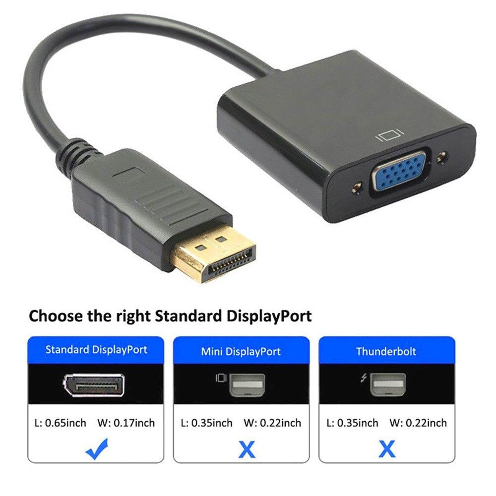 Display Port dp to VGA Adapter cable displayport to vga cord 1080P for dell hp