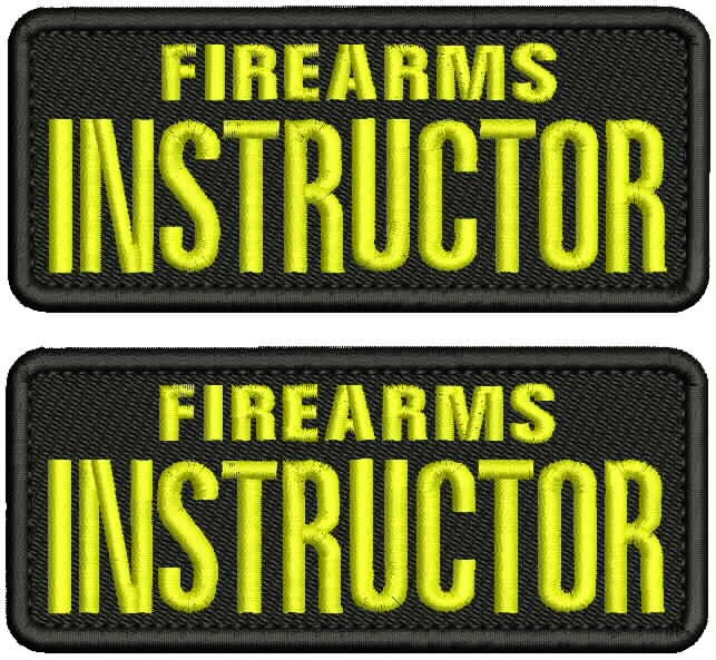 Firearms Instructor 2 embroidery patches  2x5 hook yellow letters