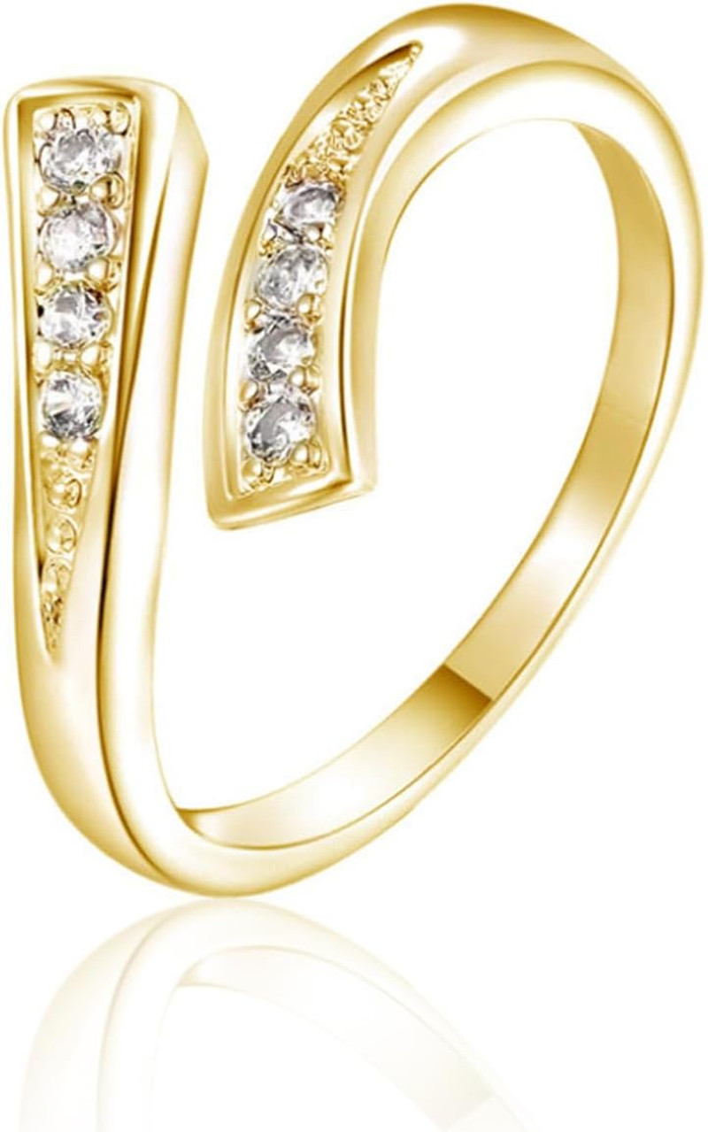 Toe Ring Gold for Women Cute Adjustable Big Toe Rings Non-Tarnish Diamond Jewelr