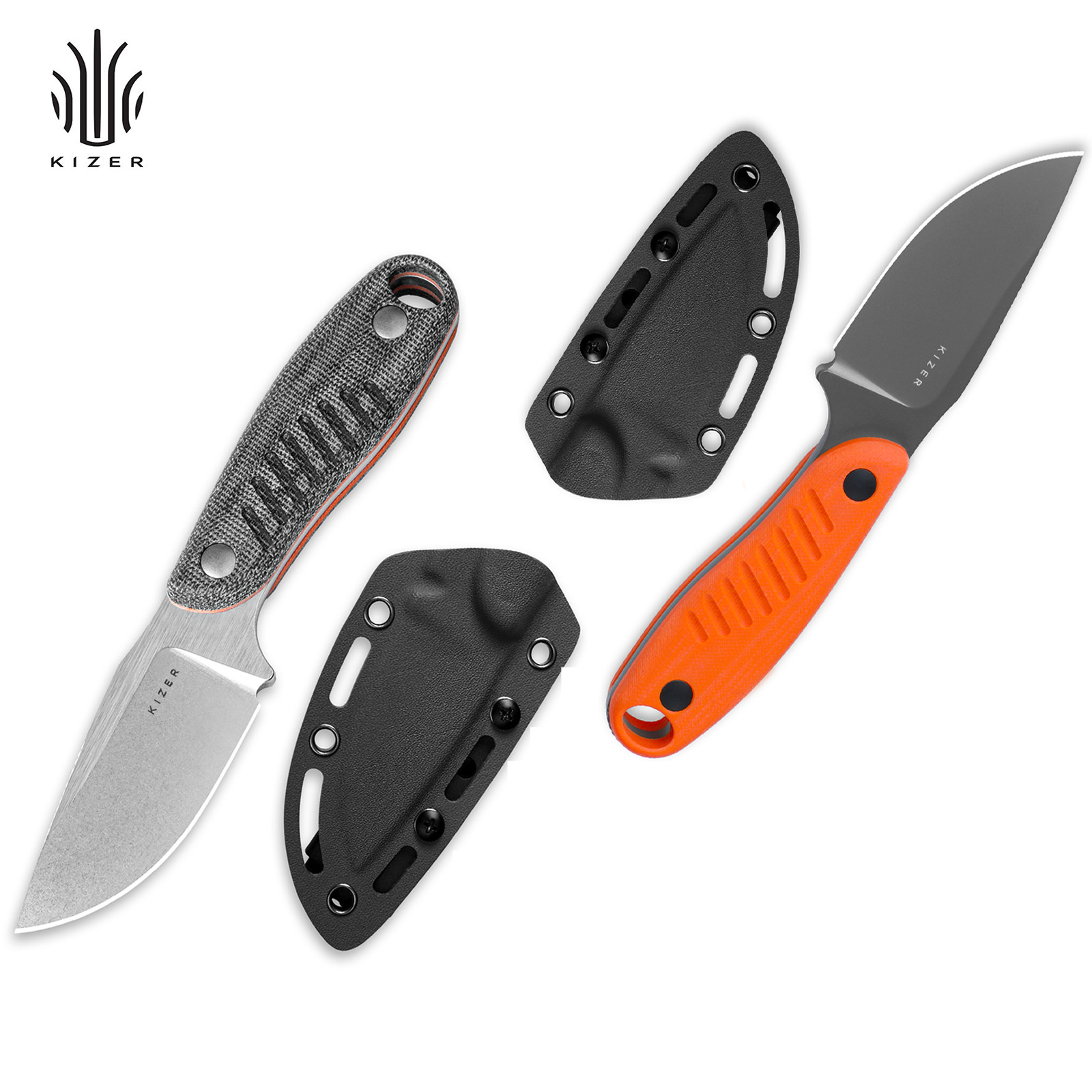 Kizer Clip point Fixed Blade Knife Hare Nitro-V/D2 Steel G10 Handle With Sheath
