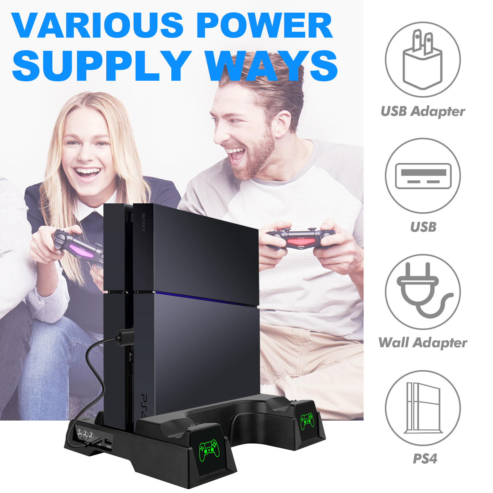 Wireless Dual Controller Charger Dock Station for PS4/Slim/Pro
