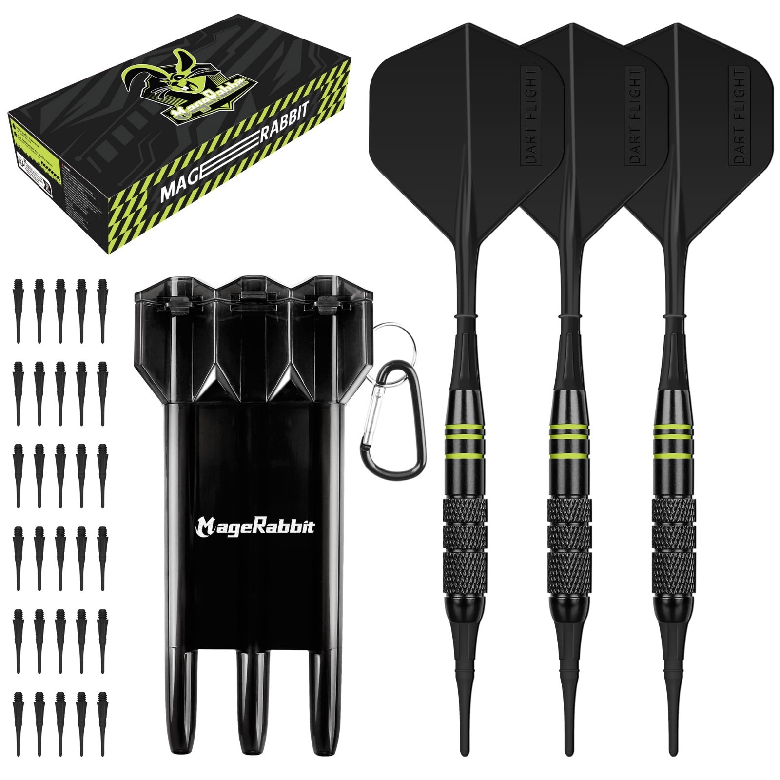 Professional Soft Tip Darts Set - 3 Pack 18g with Carrying Case, Copper Barrels