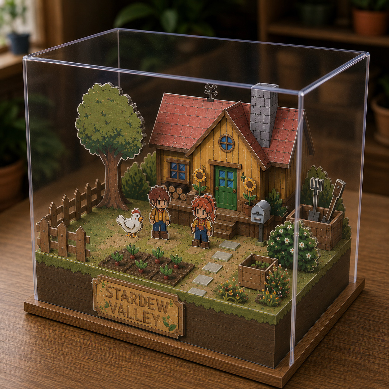 Stardew Valley Inspired Handmade Diorama Cube Farm Shadow Box Gift