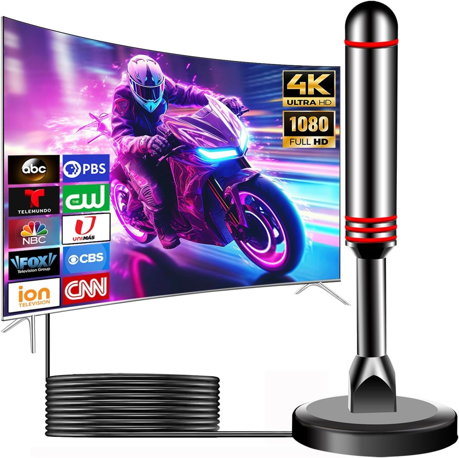 Antena De TV Television Digital Para TV Para Interior HD Canales Gratuitos 1080P