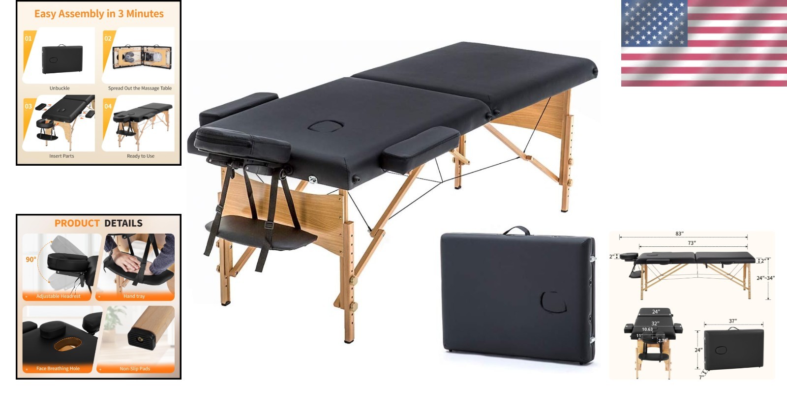 2 Folding Massage Table - Easy Setup - Travel Friendly