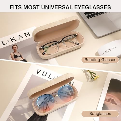 Glasses Case Large Hard Shell Eyeglasses Case PU Leather Protective Marble