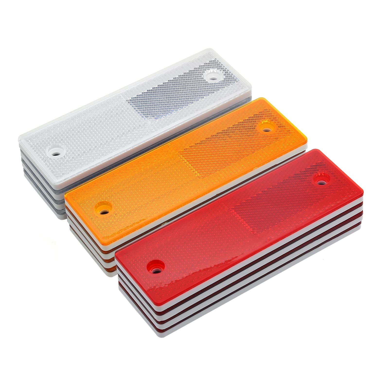 6" Rectangular Stick-on/Screw Mount Reflectors (Kit 5/White+Yellow+Red) Kit 5