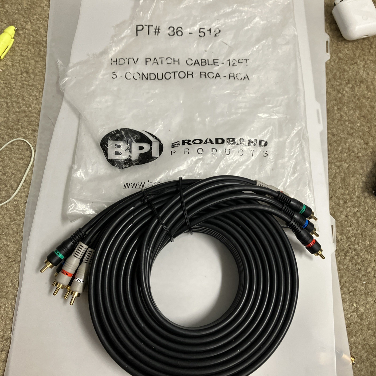 New BPI Broadband Component HDTV Patch Cable 5 Conductor (12 Feet) PT # 36-512