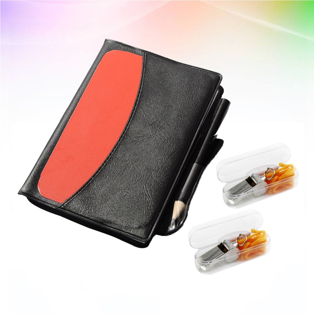 2Pcs Durable Referee Set with Yellow and Red Cards Whistle for Soccer Use