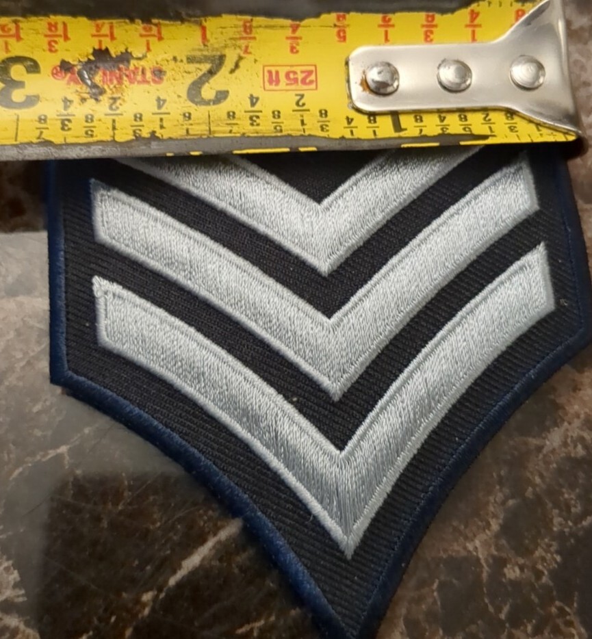 SGT CHEVRONS, LT BLUE/NAVY, 3" WIDEPATCH