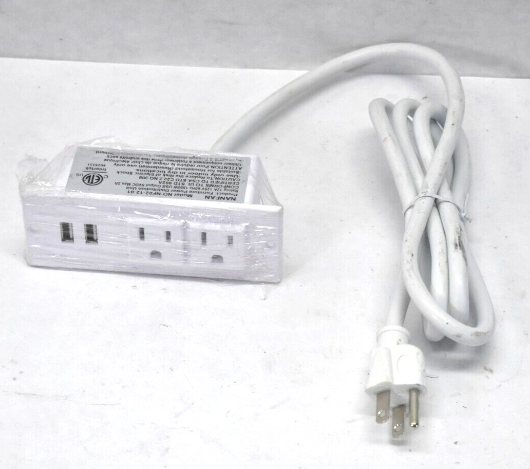 Nanfan Furniture Distribution Unit Device 2 Outlet 2 USB White NF02-12-01