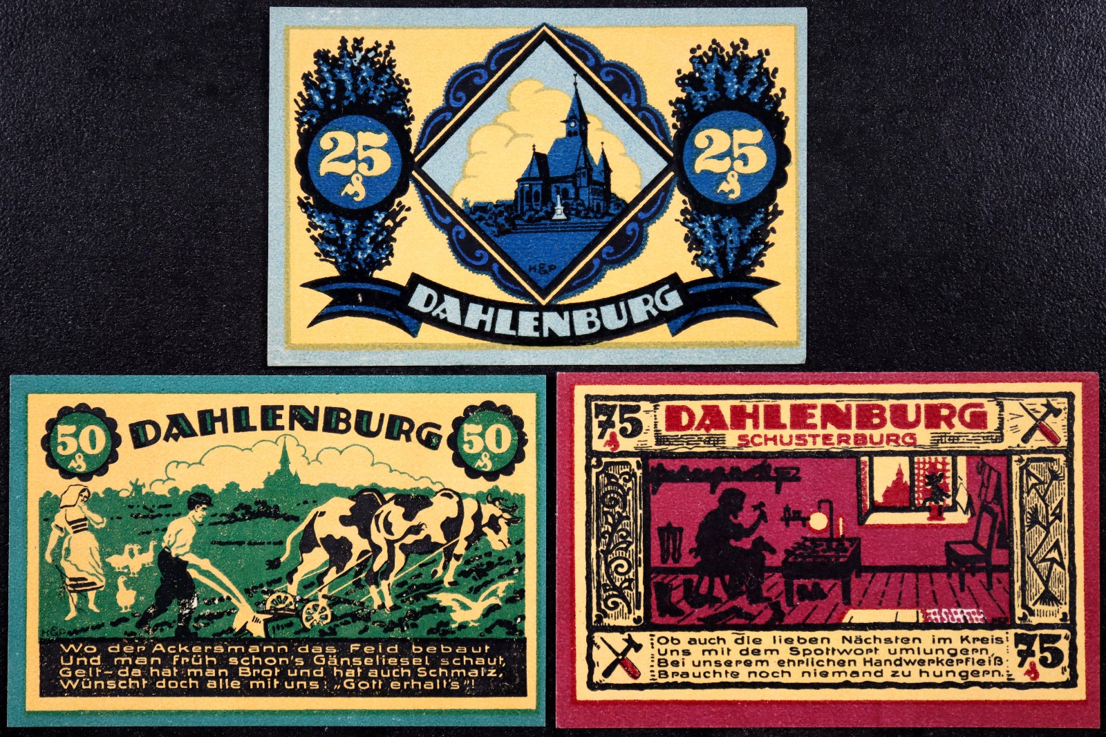 DAHLENBURG 1921 "Farmer, Cobbler" Complete Series German Notgeld