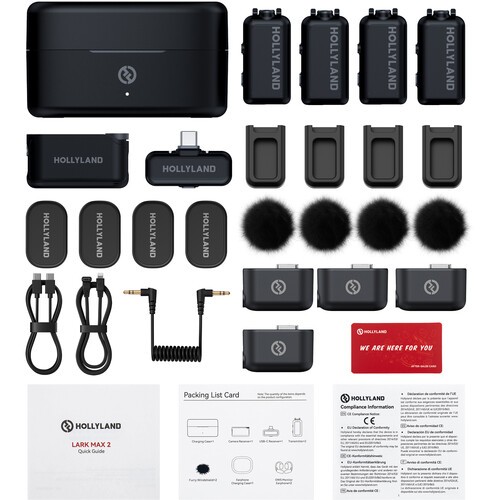 Hollyland LARK MAX 2 Combo 4-Person Wireless Microphone System for Cameras and M