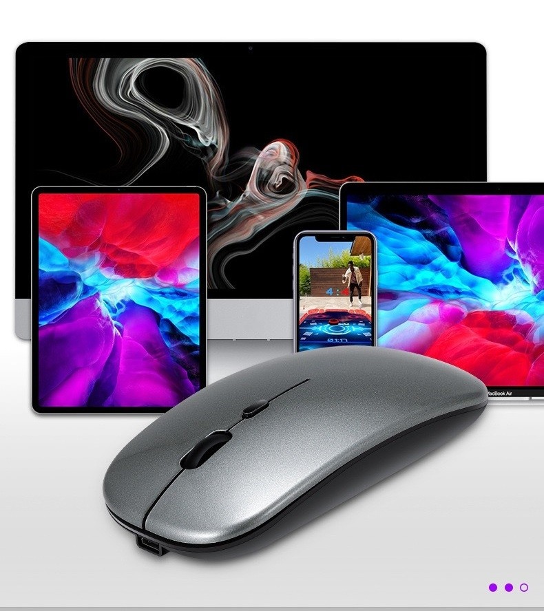 Dual Mode Wireless Mouse Rechargeable Silent 2.4GHz+Bluetooth-Compatible Mouse