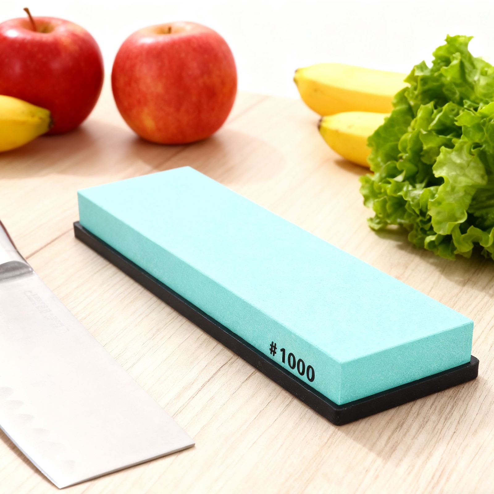 Knife Sharpening Stone Dual Side Grit With Anti Slip Silicone Base For Kitchen