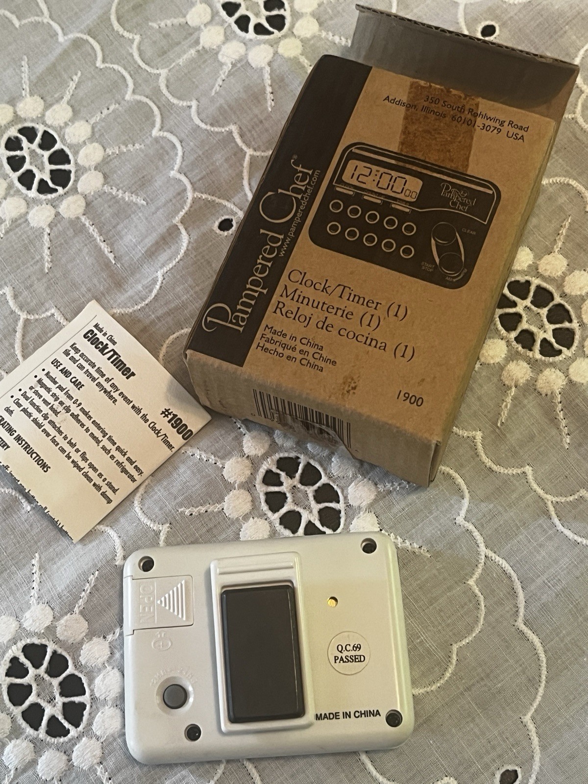 Pampered Chef Digital Clock Timer Model #1900 With Magnetic Clip W/ Instructions