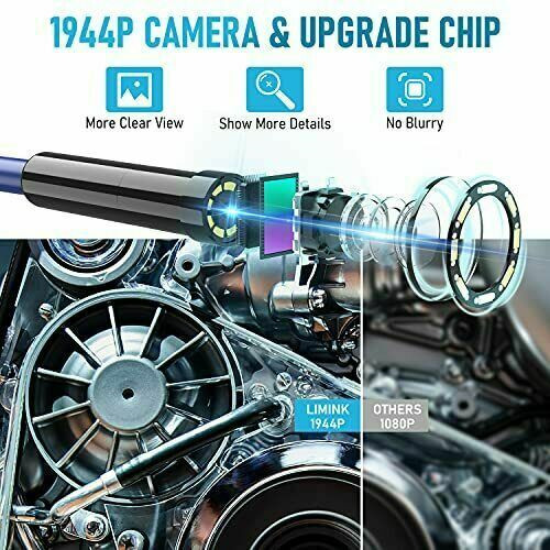 33FT 6.8mm wifi Endoscope Camera 6 LED 5.0MP Snake Borescope Inspection Camera