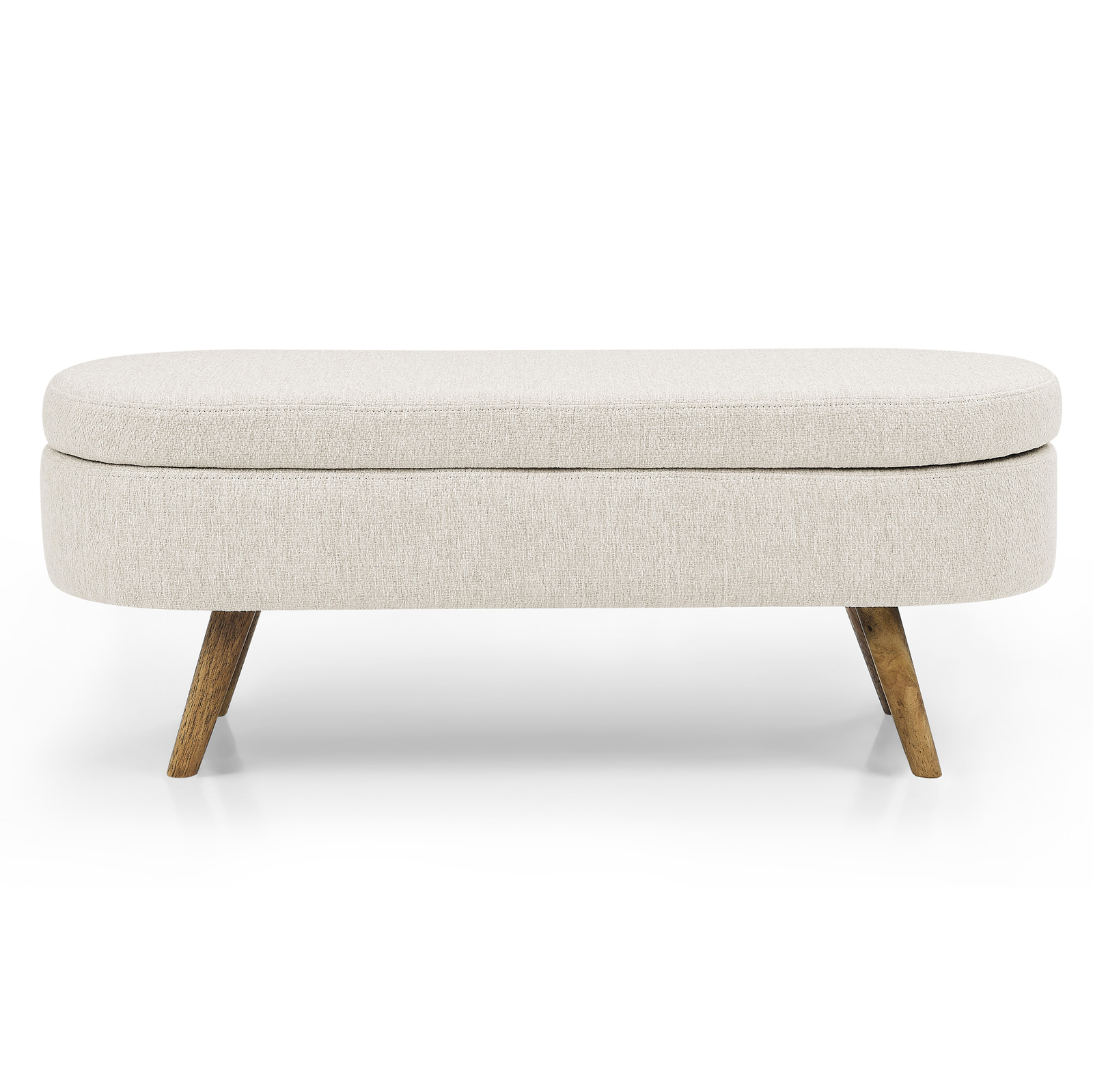 43.5" X 16" X 16"Oval Flip Top Storage Upholstered Bench With 4 Rubber Legs