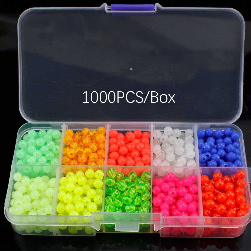 1000Pcs Fishing Beads 5Mm Assorted Beads Round Float Glow Fishing Rig Beads Eggs
